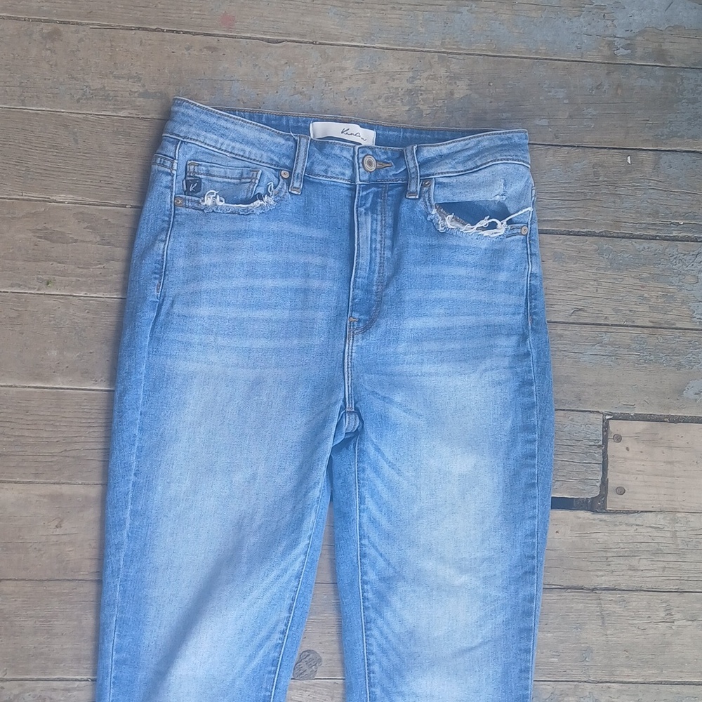 Kancan High-rise Distressed Ripped Ankle Frayed Straight Jeans Size 9/28 - Picture 2 of 6